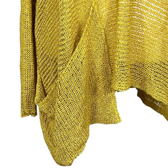 Alembika Cotton Mesh Asymmetrical Boatneck Boxy Sweater Yellow Gold Lagenlook XL - Picture 9 of 12